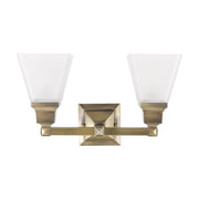 Mission 2-Light Bath Vanity Light in Antique Brass
