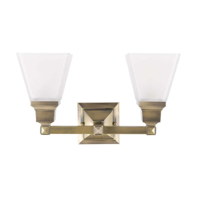 Mission 2-Light Bath Vanity Light in Antique Brass