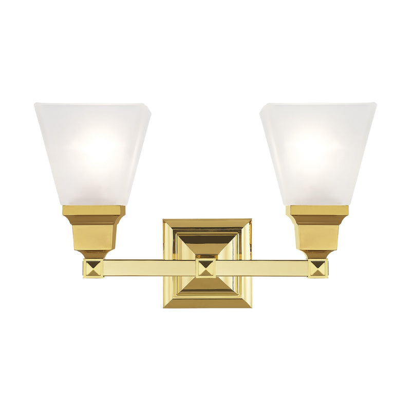 Mission 2-Light Bath Vanity Light in Polished Brass