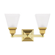 Mission 2-Light Bath Vanity Light in Polished Brass