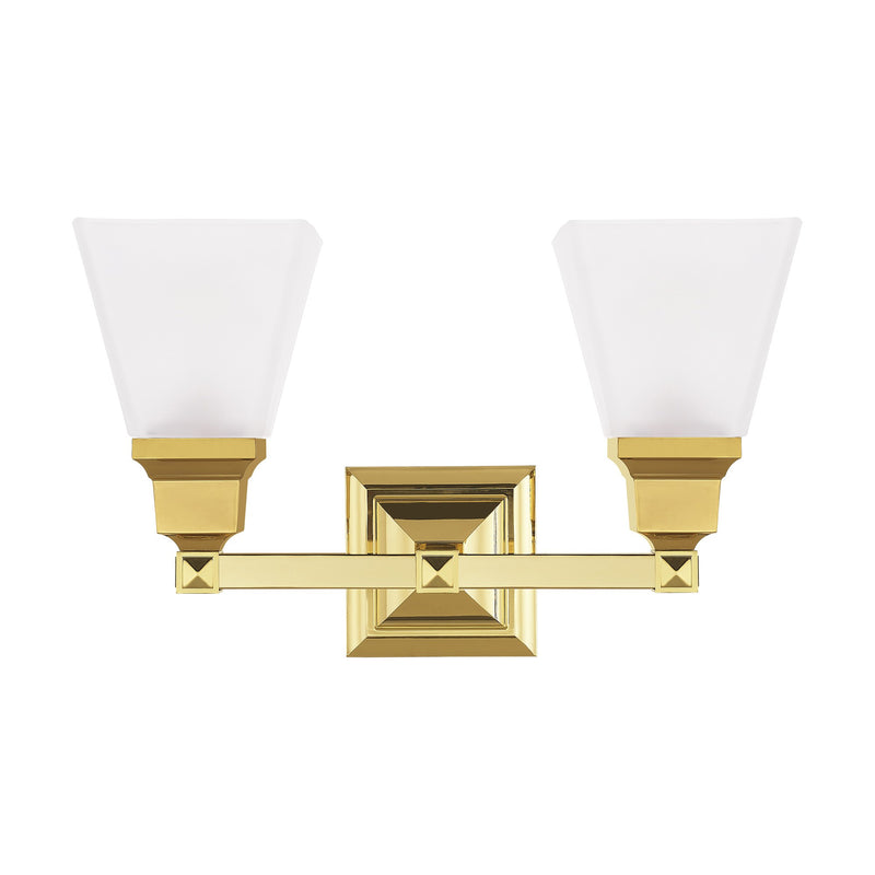 Mission 2-Light Bath Vanity Light in Polished Brass