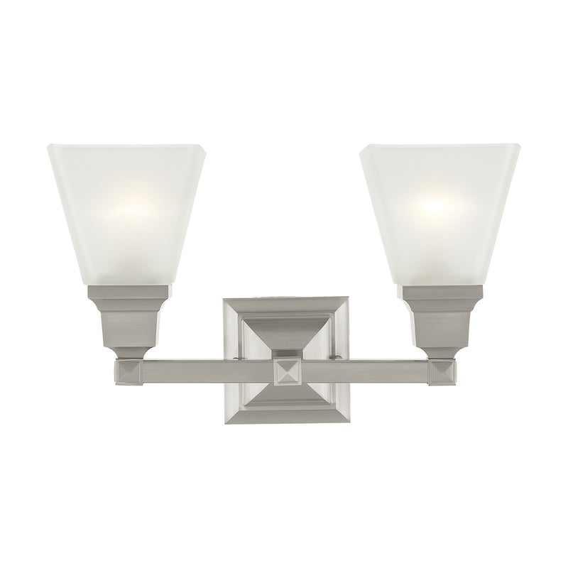 Mission 2-Light Bath Vanity Light in Brushed Nickel