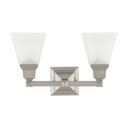 Mission 2-Light Bath Vanity Light in Brushed Nickel