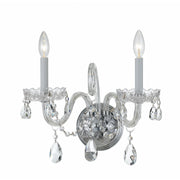 Traditional Crystal 2 Light 15" Sconce in Polished Chrome