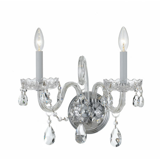 Traditional Crystal 2 Light 15" Sconce in Polished Chrome