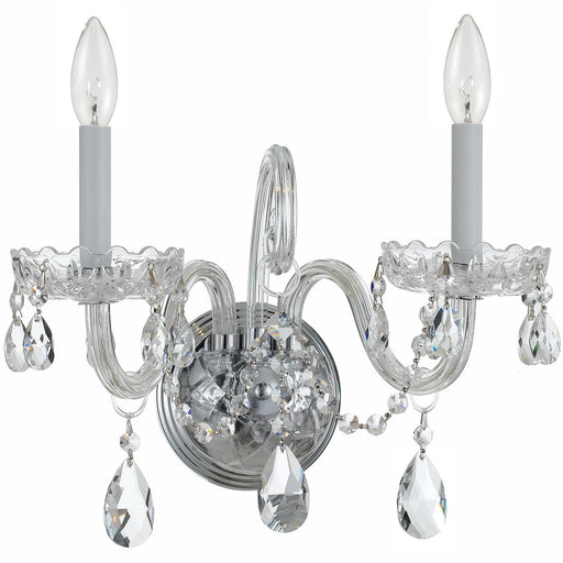 Traditional Crystal 2 Light 15" Sconce in Polished Chrome