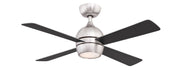 Kwad 44" Ceiling Fan with LED Light in Brushed Nickel / Brushed Nickel/Black Blades