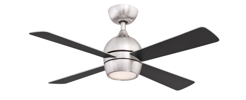 Kwad 44" Ceiling Fan with LED Light in Brushed Nickel / Brushed Nickel/Black Blades