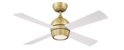 Kwad 44" Ceiling Fan with LED Light in Brushed Satin Brass / Matte White Blades