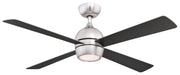 Kwad 52" Ceiling Fan with LED Light in Brushed Nickel / Brushed Nickel/Black Blades