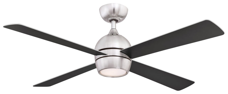 Kwad 52" Ceiling Fan with LED Light in Brushed Nickel / Brushed Nickel/Black Blades