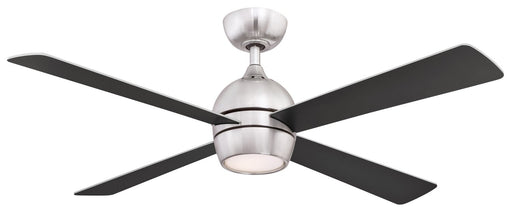 Kwad 52" Ceiling Fan with LED Light in Brushed Nickel / Brushed Nickel/Black Blades