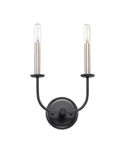 Wesley 2 Light Wall Sconce in Black / Satin Nickel