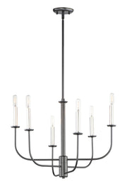 Wesley 6 Light Chandelier in Black / Satin Nickel
