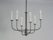 Wesley 6 Light Chandelier in Black / Satin Nickel