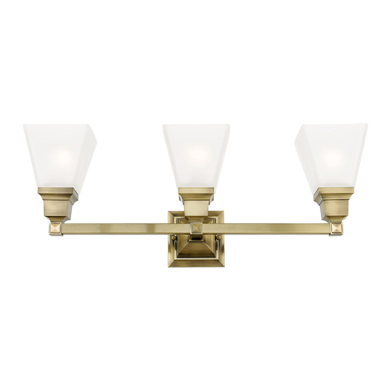 Mission 3-Light Bath Vanity Light in Antique Brass