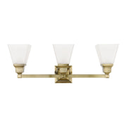Mission 3-Light Bath Vanity Light in Antique Brass