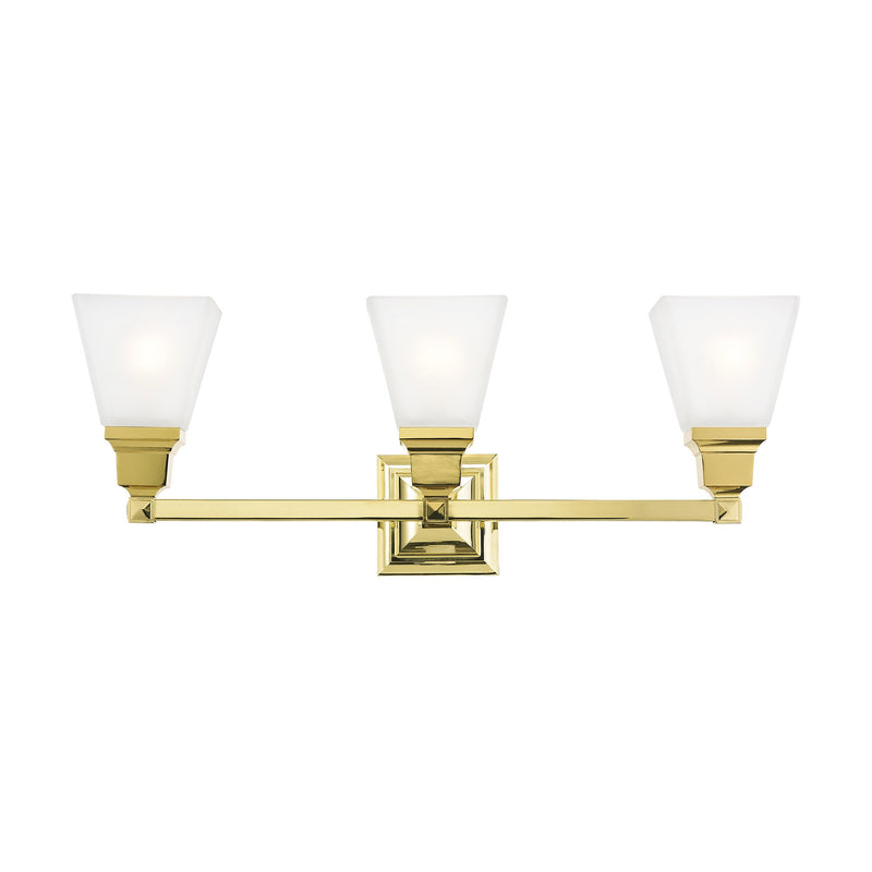 Mission 3-Light Bath Vanity Light in Polished Brass