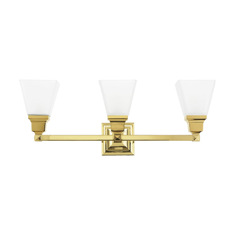 Mission 3-Light Bath Vanity Light in Polished Brass