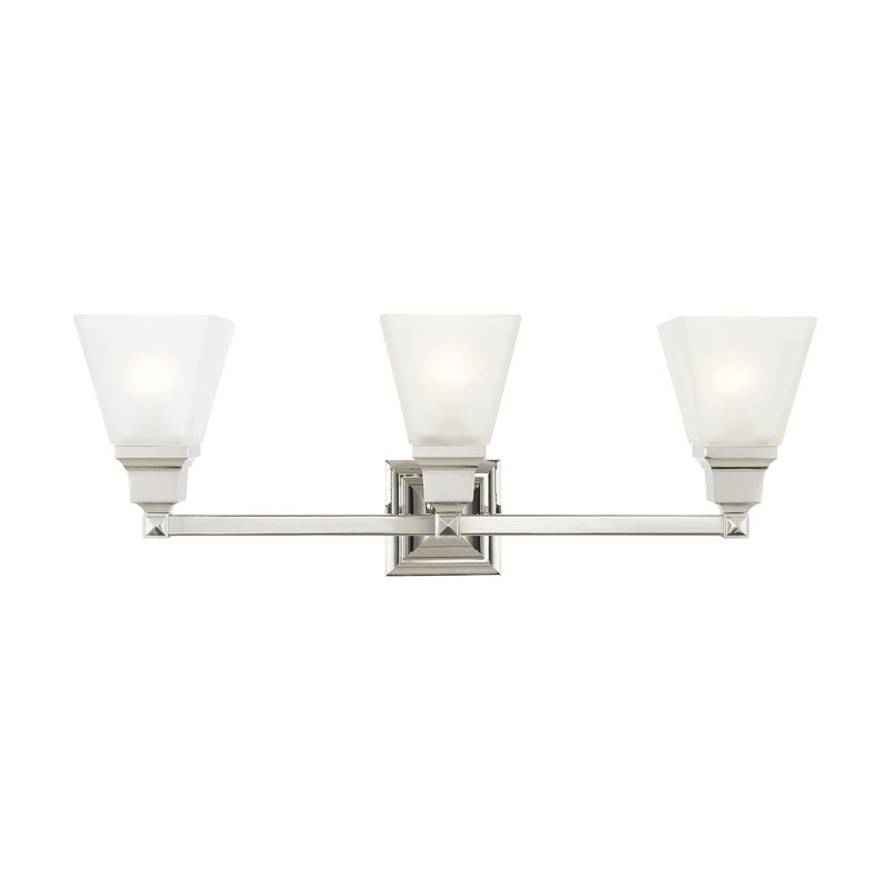 Mission 3-Light Bath Vanity Light in Polished Nickel