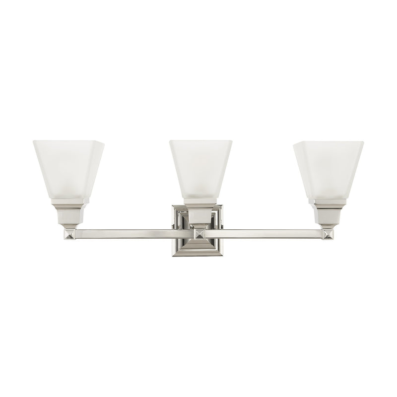 Mission 3-Light Bath Vanity Light in Polished Nickel