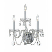Traditional Crystal 3 Light 15" Sconce in Polished Chrome
