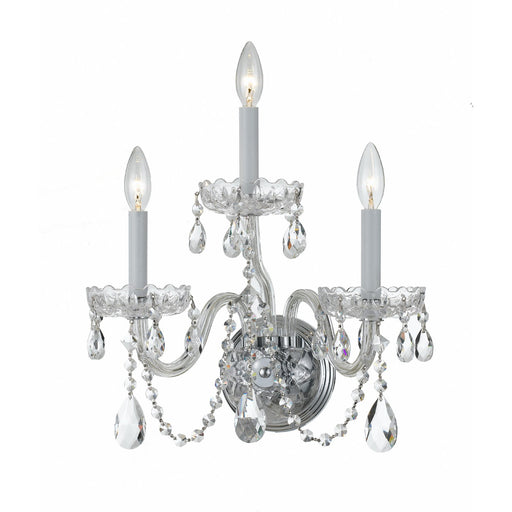 Traditional Crystal 3 Light 15" Sconce in Polished Chrome