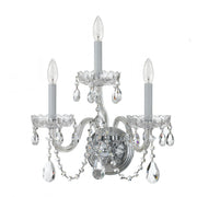 Traditional Crystal 3 Light 15" Sconce in Polished Chrome