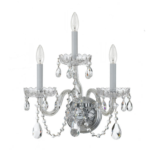 Traditional Crystal 3 Light 15" Sconce in Polished Chrome