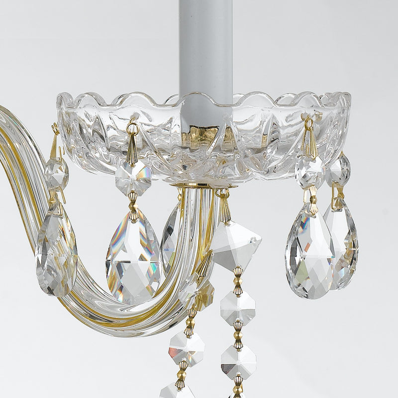 Traditional Crystal 3 Light 15" Sconce in Polished Brass