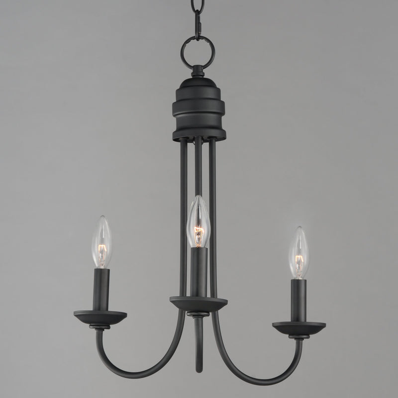 Logan 3 Light Candle Chandelier in Black