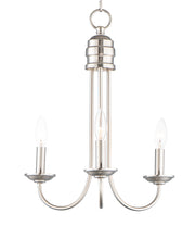 Logan 3 Light Candle Chandelier in Satin Nickel