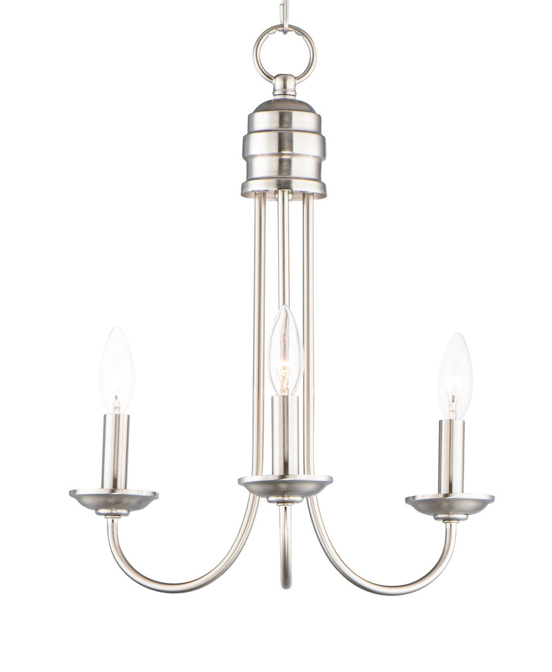 Logan 3 Light Candle Chandelier in Satin Nickel