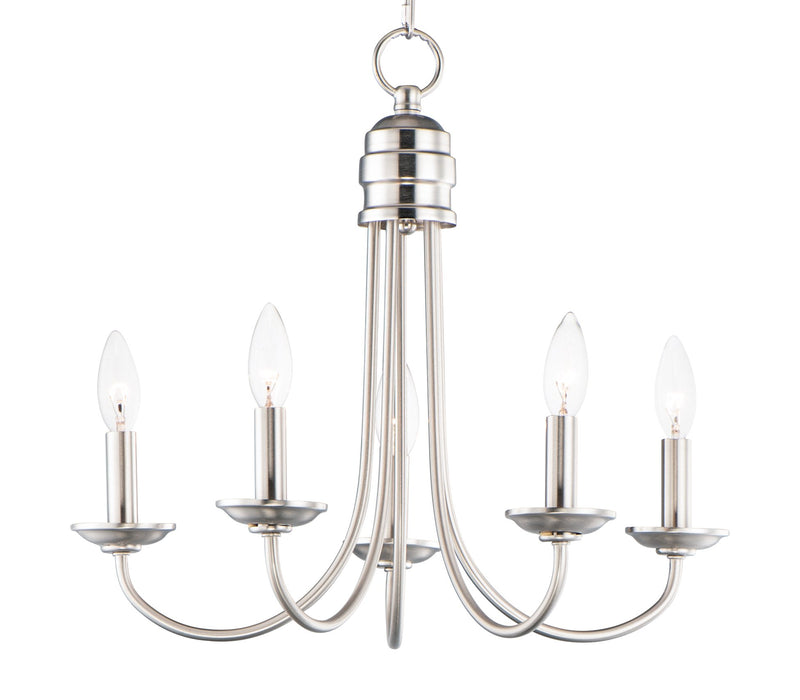 Logan 5 Light Candle Chandelier in Satin Nickel