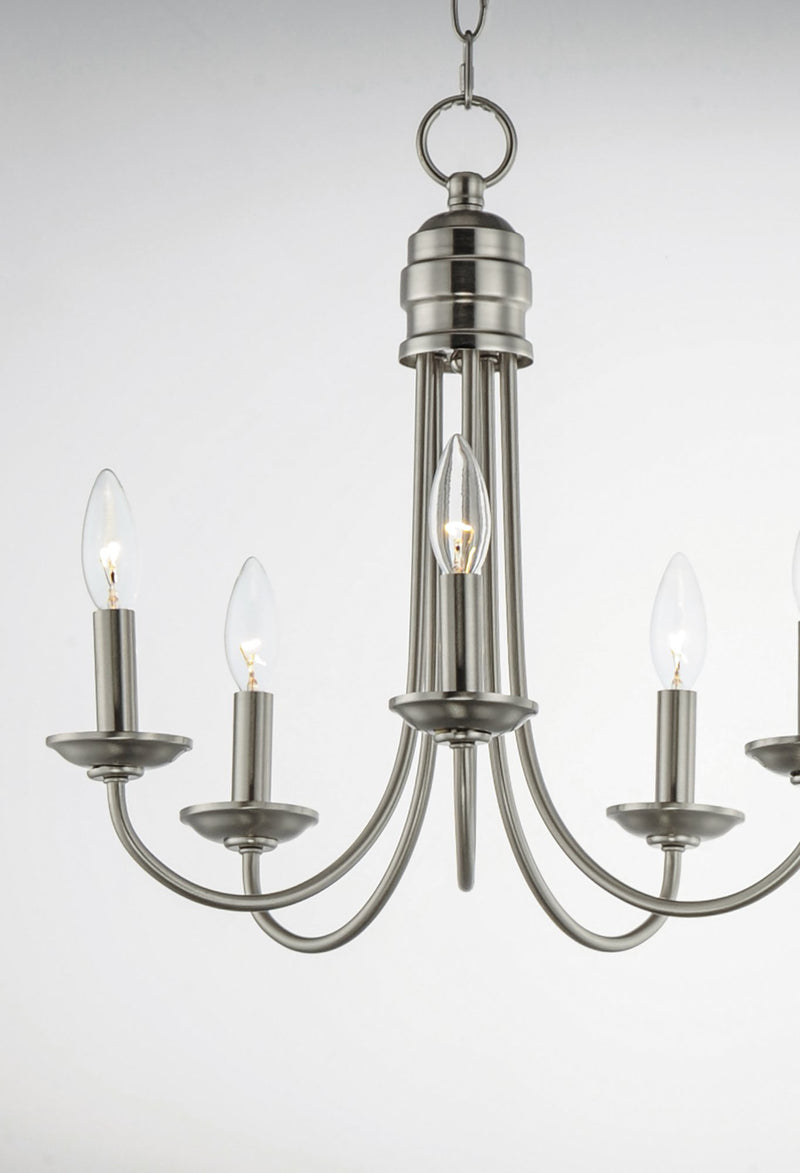 Logan 5 Light Candle Chandelier in Satin Nickel