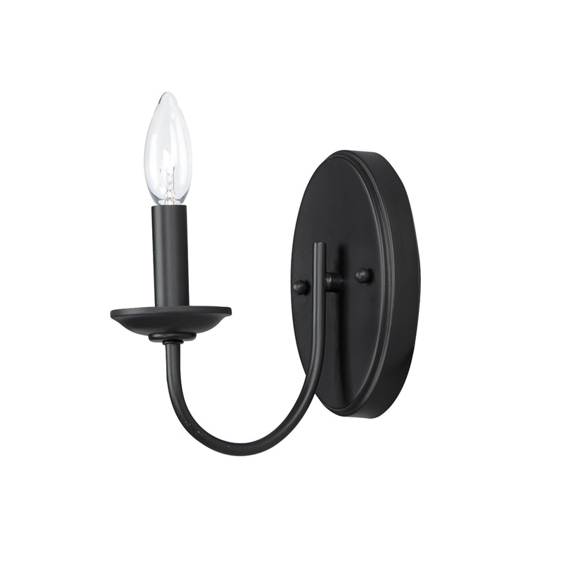Logan 1 Light Candle Wall Sconce in Black