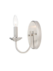 Logan 1 Light Candle Wall Sconce in Satin Nickel