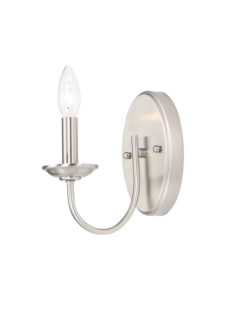 Logan 1 Light Candle Wall Sconce in Satin Nickel