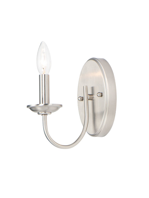 Logan 1 Light Candle Wall Sconce in Satin Nickel