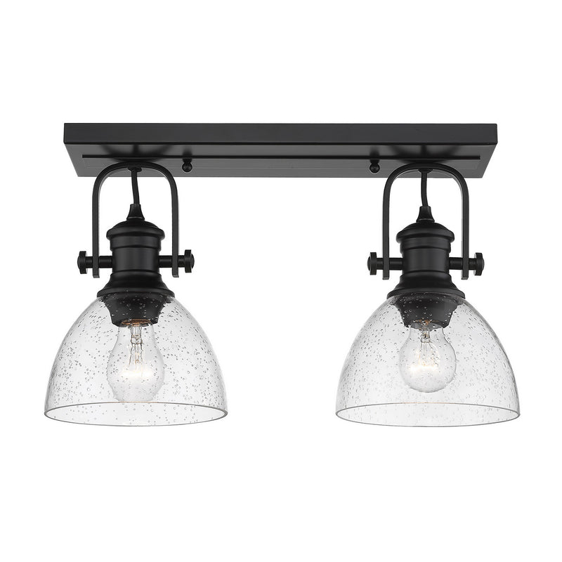 Hines 2-Light Semi-Flush in Matte Black with Seeded Glass