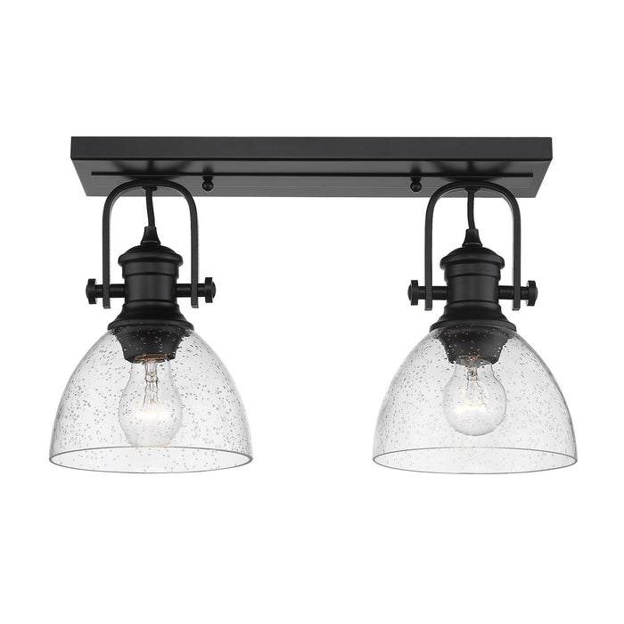 Hines 2-Light Semi-Flush in Matte Black with Seeded Glass