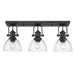 Hines 3-Light Semi-Flush in Rubbed Bronze with Seeded Glass