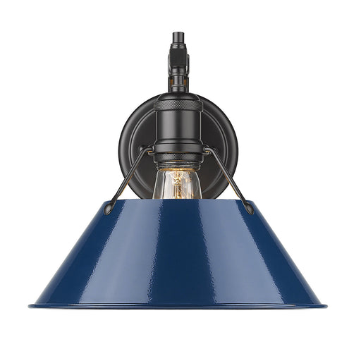 Orwell 1-Light Wall Sconce in Matte Black with Navy Blue Shade