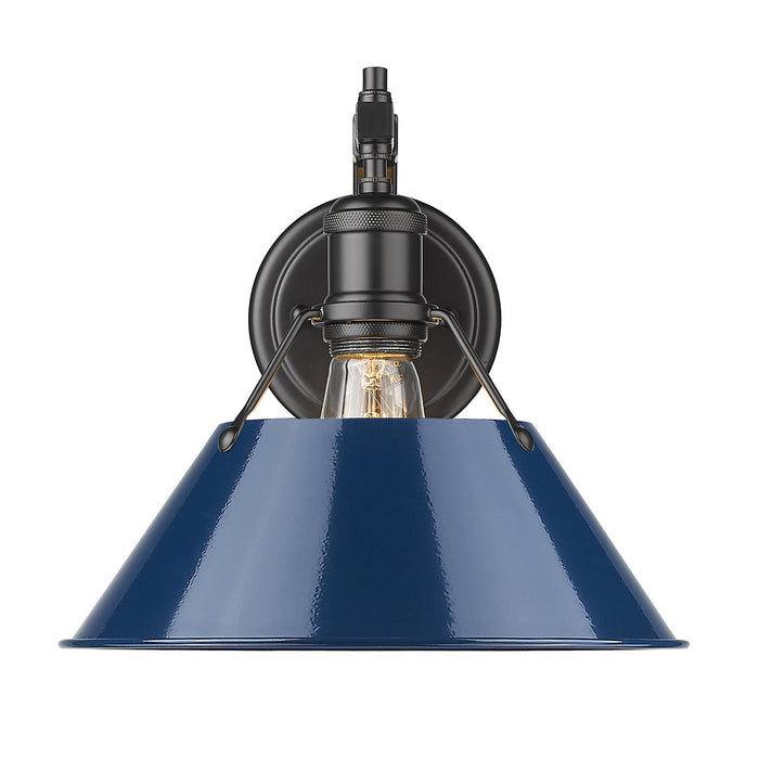 Orwell 1-Light Wall Sconce in Matte Black with Navy Blue Shade