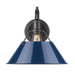 Orwell 1-Light Wall Sconce in Matte Black with Navy Blue Shade