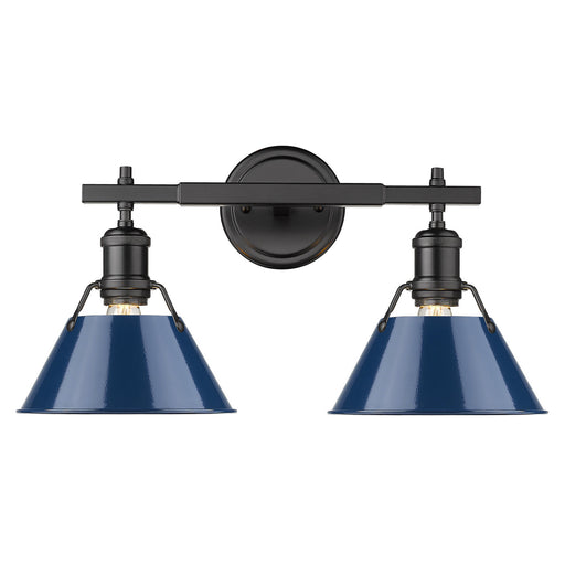 Orwell 2-Light Bath Vanity in Matte Black with Matte Navy Shades