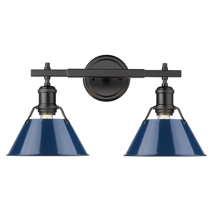 Orwell 2-Light Bath Vanity in Matte Black with Matte Navy Shades