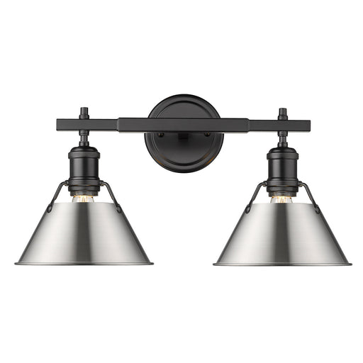 Orwell 2-Light Bath Vanity in Matte Black with Pewter Shades