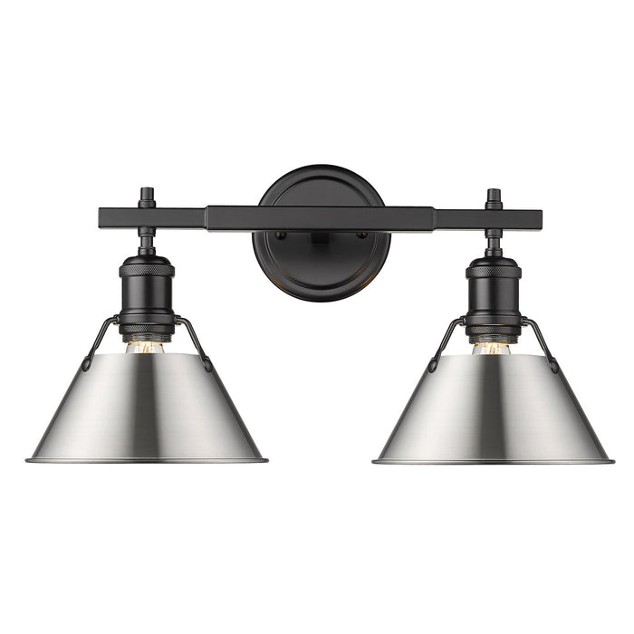 Orwell 2-Light Bath Vanity in Matte Black with Pewter Shades