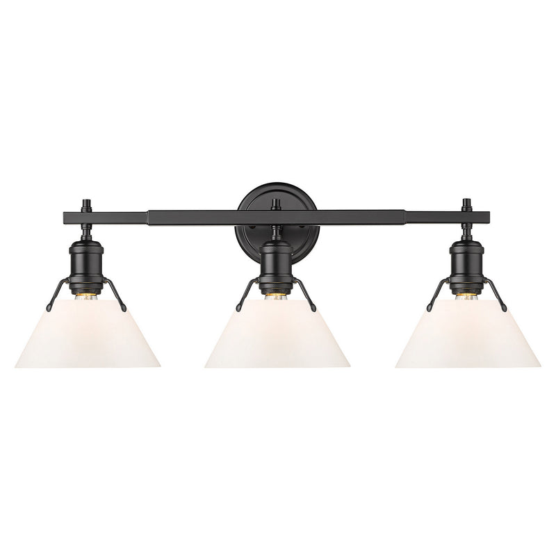 Orwell 3-Light Bath Vanity in Matte Black with Opal Glass Shades
